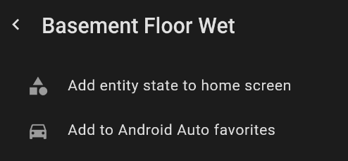 Home Assistant more-info dialog Add to menu