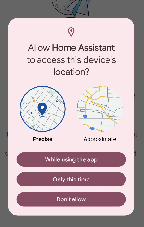Android location permission dialog