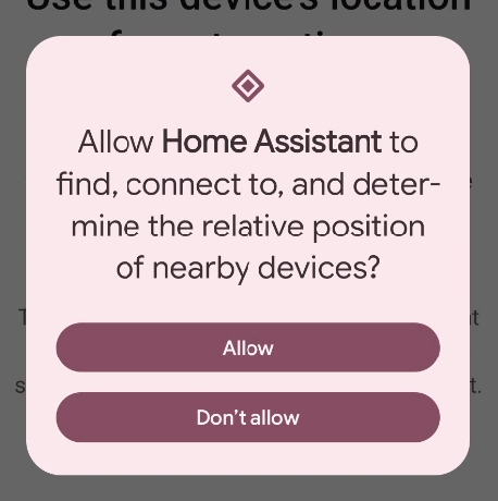Android nearby devices permission dialog